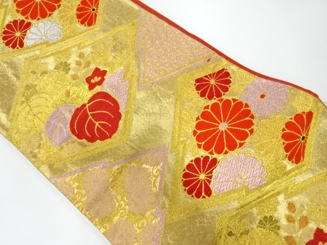 アンティーク　松皮菱模様織出し袋帯（材料）